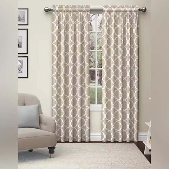 Taupe 56 in. W x 63 in. L Light Filtering Pair Rod Pocket Curtain 2 Pairs