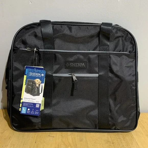 Sherpa Around Town Fashionable Pet Tote for Cats & Dogs, Black, Large - NWTs