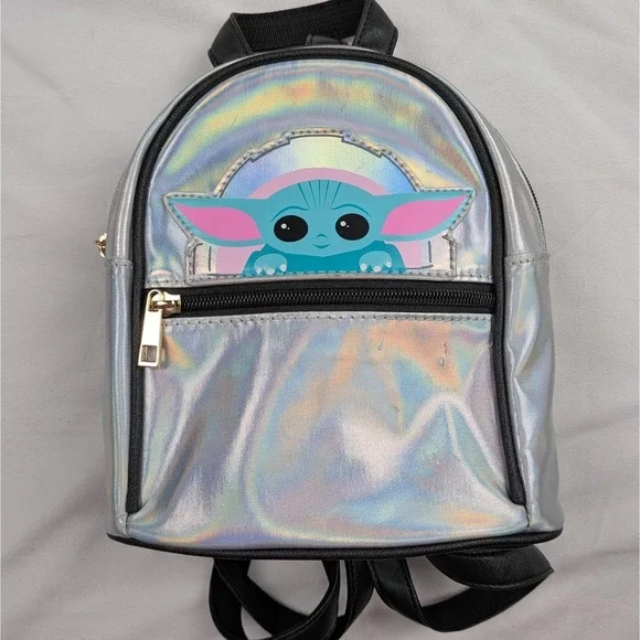 Star Wars Grogu Baby‎ Yoda Mandalorian Holographic Mini Backpack Bag Bioworld