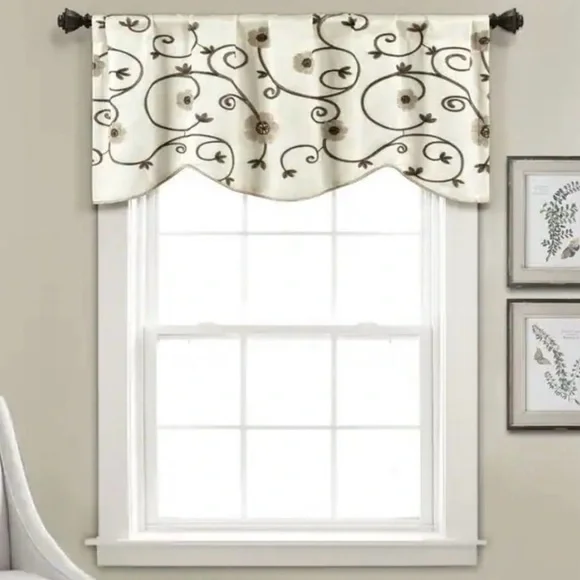 Lush Decor Royal Garden Valance Tan - 42in x 18in - Set of 2