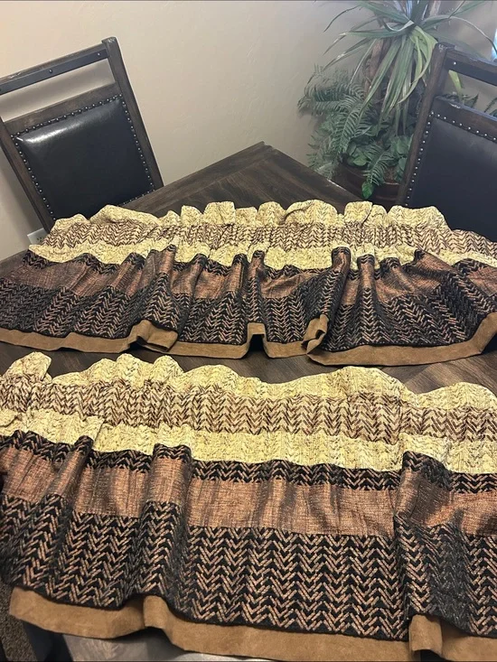 Croscill Valance - Brown and Gold  Patterned Includes 2