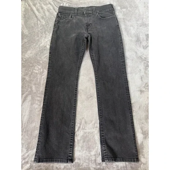 True Religion Geno Slim‎ Straight Jeans Mens Black Denim Horseshoe Pocket 33X31