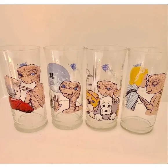 Set of 4 Vintage 1982 Pizza Hut / E.T. Drinking Glasses