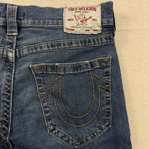True Religion Ricky Relaxed Straight Jeans Mens 35x31 Blue Medium Wash Horseshoe