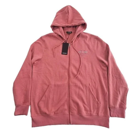 True Religion Full Zip Fleece‎ Hoodie Men's XL Brandied Apricot NEW Logo NWT