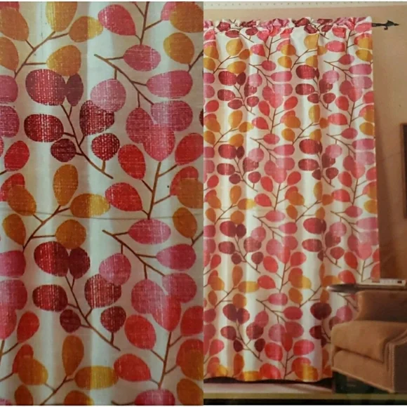 Vivatex Flora Printed Faux Silk Rod Pocket Panel Curtain 60