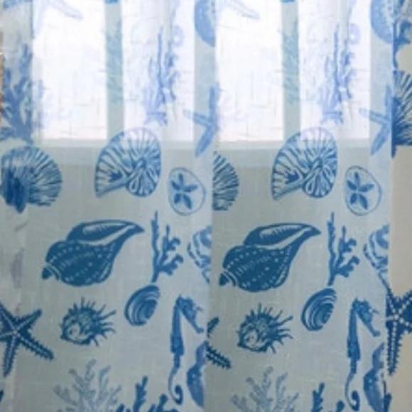 Voila Seaside Spirit Blue Sheer Voile Curtains