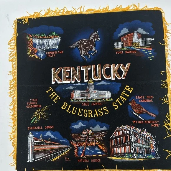NEAT OLDER VTG BLACK FELT BANNER 