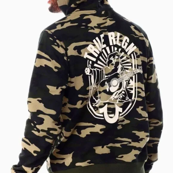 True Religion Arch Zip Hoodie- Camo