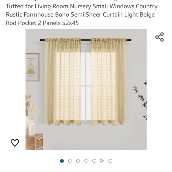 Gold Sheer Curtins 2 panels size 52×45 with Pom Pom Tufted Farmhouse Boho new⁶