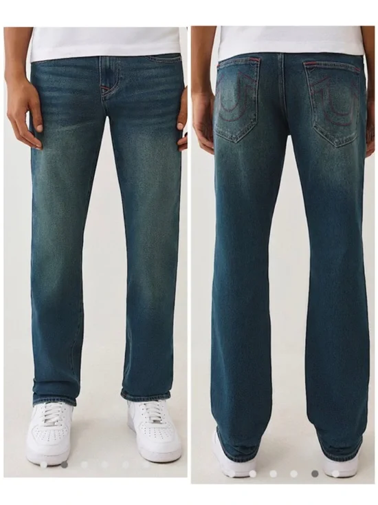 NWT Men’s True Religion 36x34 Ricky Straight Leg Jeans Toasted Cinnamon Wash