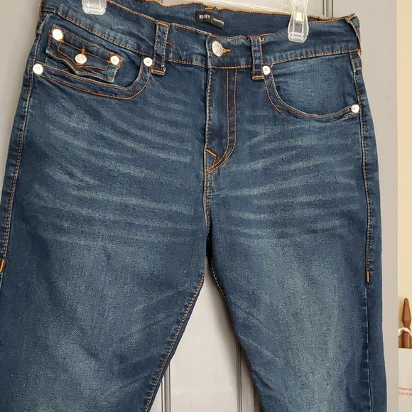 True Religion Dark Blue Jeans with Contrast Stitching