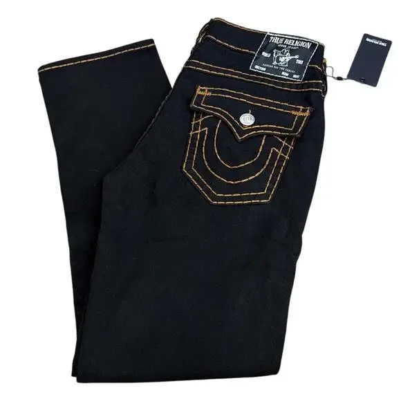 True Religion 109562 Ricky super t straight jean Size W34 L34 Black Rinse New