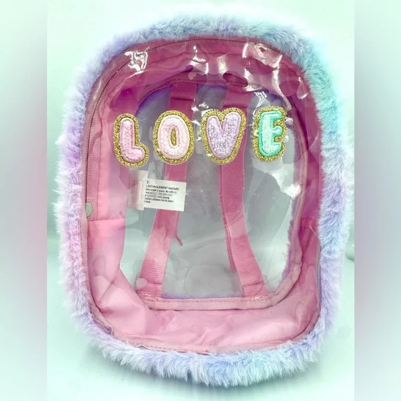 Kids Pastel “LOVE” Patch Small Clear Backpack
