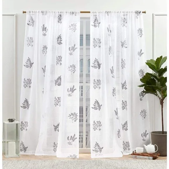Nicole Miller New York Mabel Sheer Rod Pocket Curtain‎ Panels 54