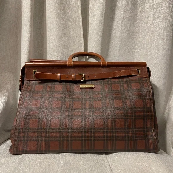 Vintage Polo Ralph Lauren Tartan Plaid Brown and Black Weekend Travel Bag