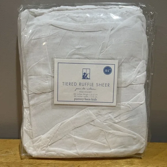 POTTERY BARN KIDS Tiered Ruffle Sheer Panel‎ White Cotton 44