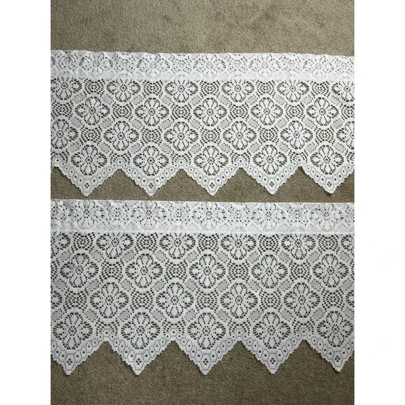 2 VTG Lace Curtain Valance White 58 X 15