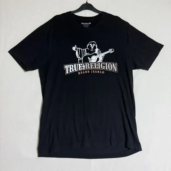 TRUE RELIGION MEN SHIRT SHORT SLEEVE SIZE X-LARGE BLACK