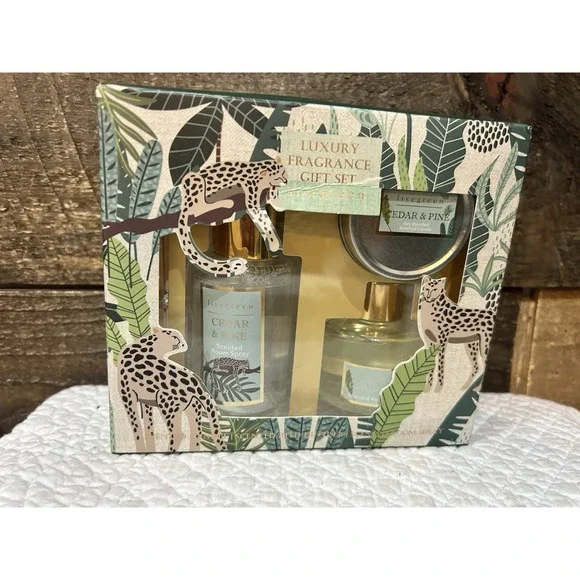 Luxury Home Fragrance 3pc Gift Set CEDAR & PINE Room Spray Candle Reed Diffuser