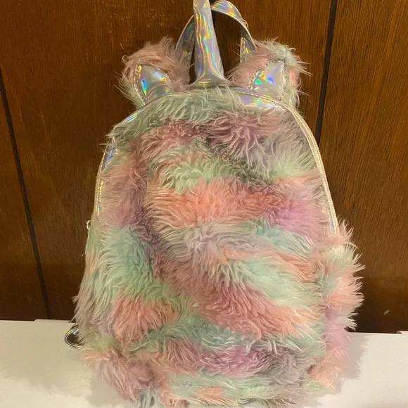 Colorful Furry Kids Backpack