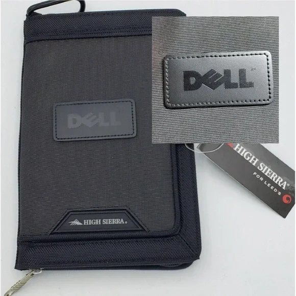 High Sierra Dell Swag Travel Wallet Front Magnetic Window Zip Close Notepd Black