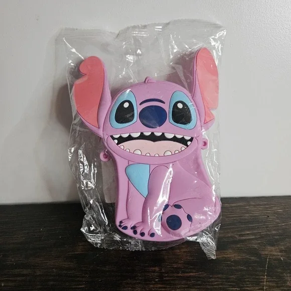 Angel Silicone ‎ Crossbody Zipper Purse/Pouch Disney Lilo & Stich Pink