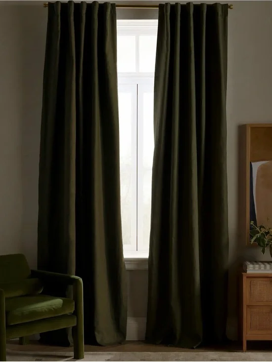 NWOT Quince 48x84 in Hunter Green Linen Blackout Drapery Panel - Retail $92