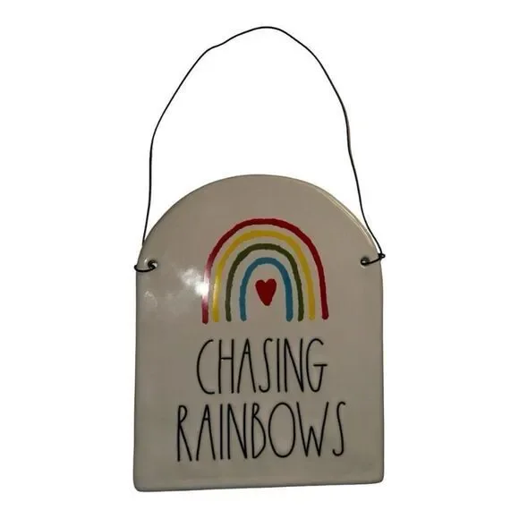Rae Dunn Chasing Rainbows Sign Wall Decor Rainbow Heart‎ Farmhouse Style