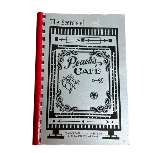 Peach's Cafe Cookbook Vintage 1987 Eureka Springs Arkansas Silver Pink Spiral