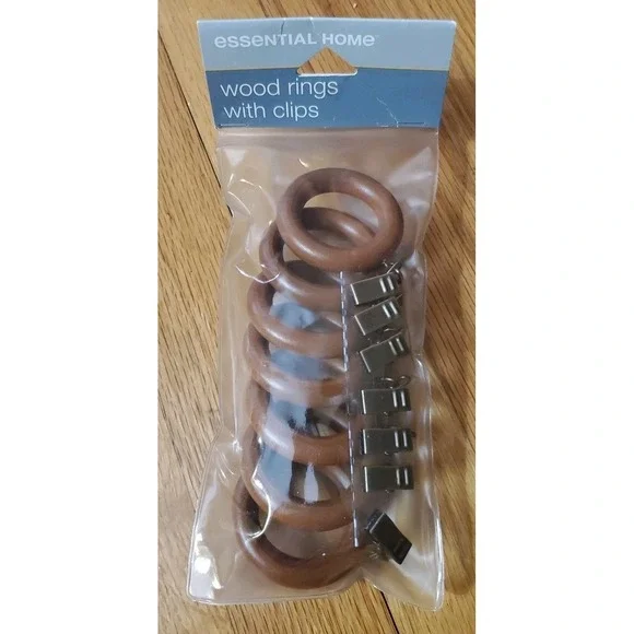 NEW Vintage Wood Curtain Rings 7‎ Pack 1 3/8