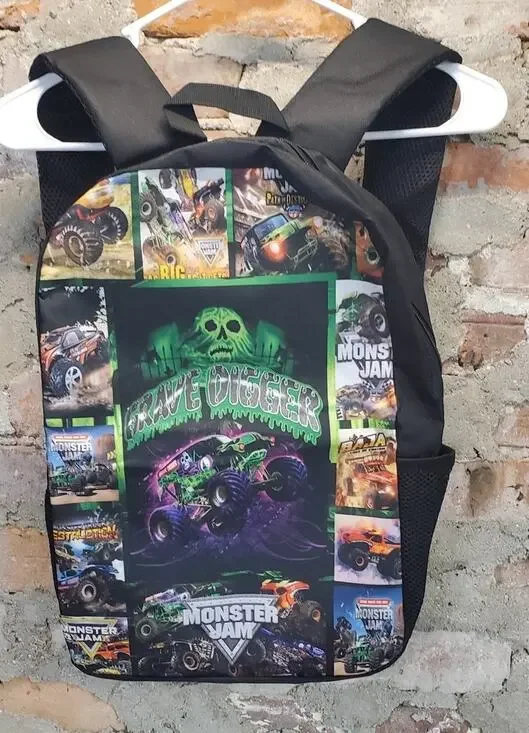Monster Jam Grave Digger Monster Truck Backpack Youth Kids Bookbag New