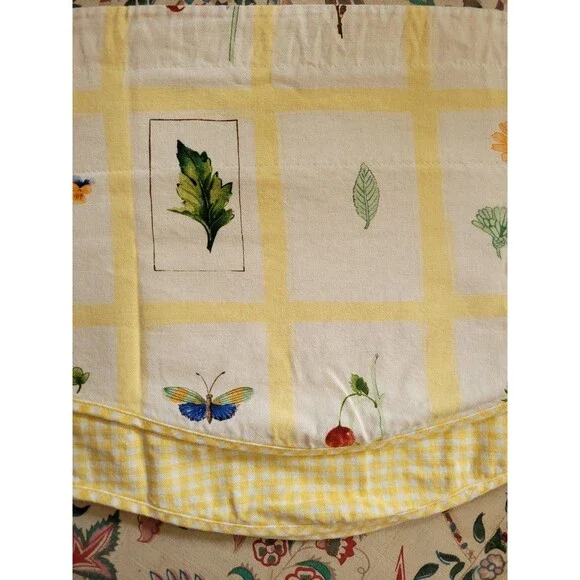2 Waverly Pastoral Valance Botanical Yellow Gingham Butterfly Leaves 78 x 15