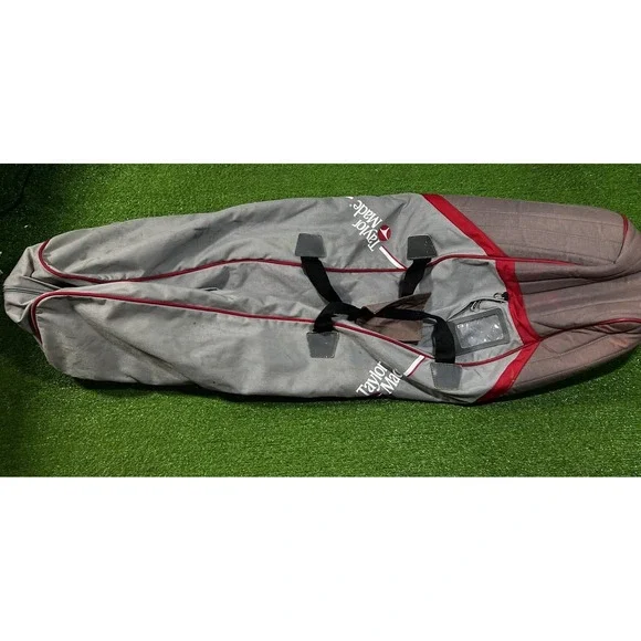 Vintage‎ Taylor Made Golf Zippered Travel Bag Gray Red 90s Padded & Hard Top