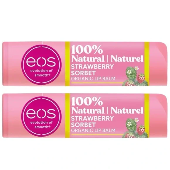 EOS 2 Pack Organic 100% Natural Lip Balm - Strawberry Sorbet NIP