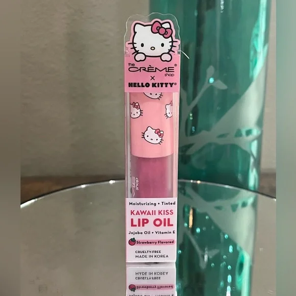 The Crème x Hello Kitty Kawaii Kiss Lip Oil, strawberry flavored, new!