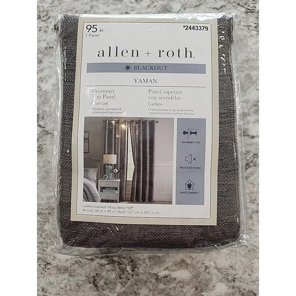 Allen Roth Blackout Yaman Grommet Top‎ Panel Charcoal 50x95in