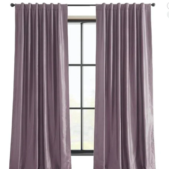 Smokey Plum Blackout Curtains Set 2 Panels Silk Thermal Room Darkening