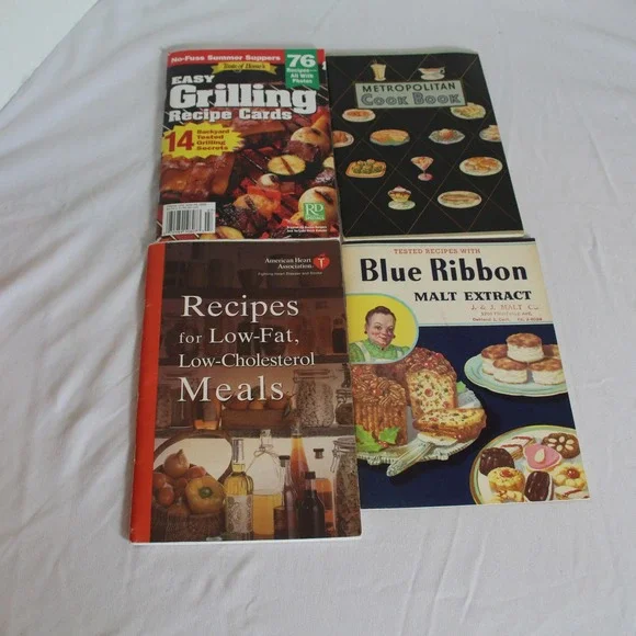 Vintage‎ Cookbooks Lot Recipes Grilling Low Fat Cholesterol Malt Extract