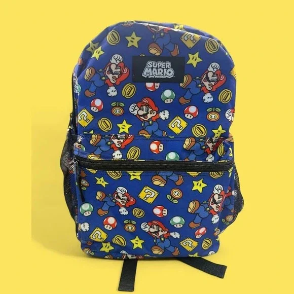 Kids Super Mario‎ Power Ups/Stars/Mushrooms/Mario All Over Print Backpack