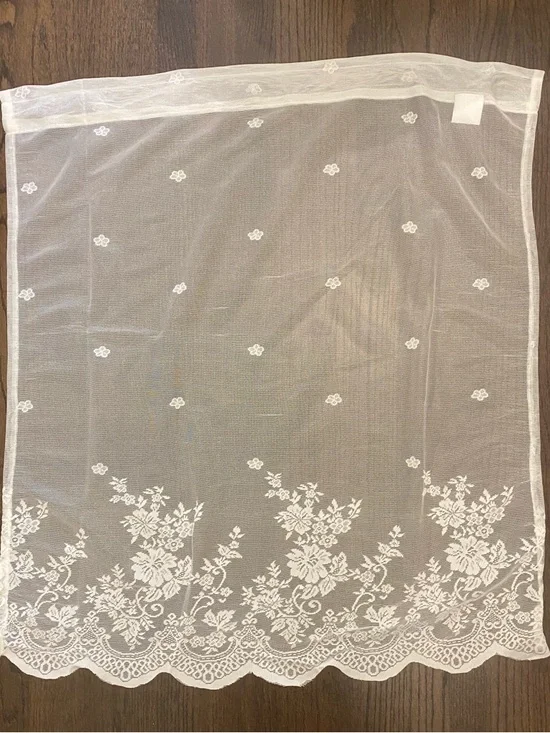 Sheer White Floral Lace Curtain Panel