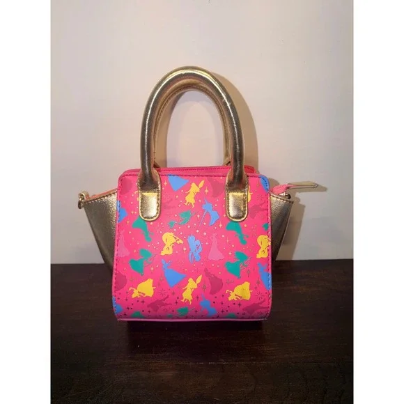 Walt Disney‎ Parks Princess Mini Handbag Pink Gold Silhouette Graphics Kids Bag
