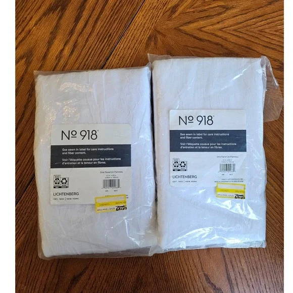 Two No. 918 Lichtenberg White Sheer Curtain Panels 51x63 pair set of 2