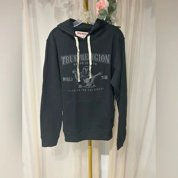True Religion Men’s World Tour Pullover Hoodie Black Size Large