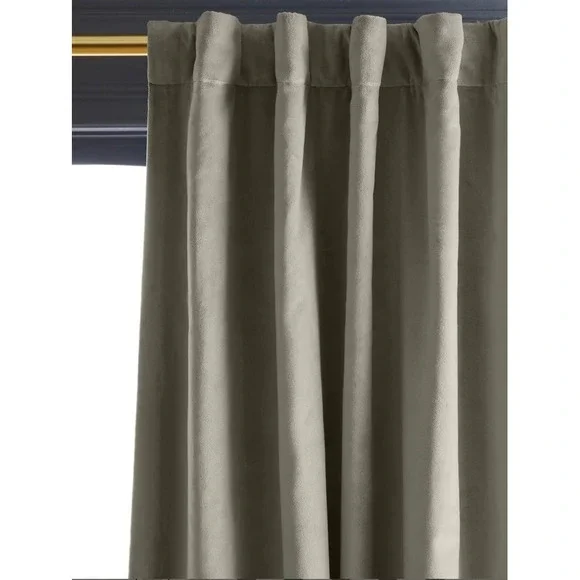 NWOT! Quince Cotton Velvet Light Grey Darkening Curtain, 48