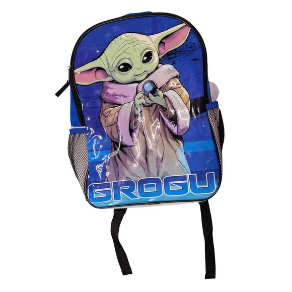 Star Wars Grogu The Child Blue Backpack Baby Yoda Mandalorian School Bag