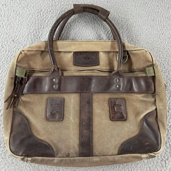 Vintage Dunns Canvas And Leather Suitcase Luggage Travel Made USA‎ *Flaws