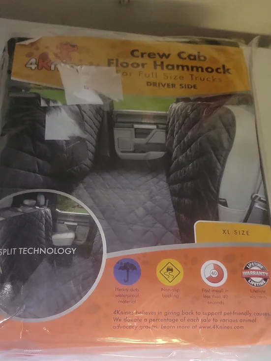 Black Crew Cab Floor Hammock - Dog Car Seat Cover