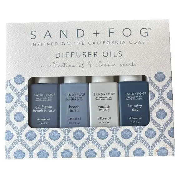 Sand + Fog Fragrance Diffuser Oil 4 pk CA Beach House Linen Laundry Day Vanilla