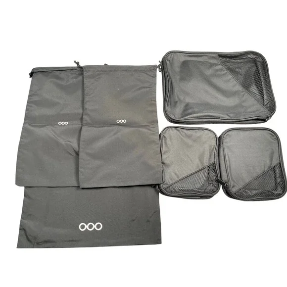 Neiman Marcus OOO Traveling 6 Piece Accessory Set Packing Cubes Shoe Laundry Bag